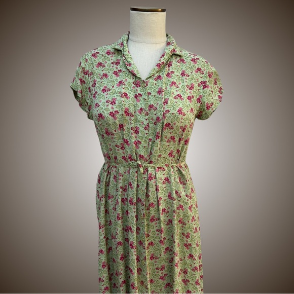 🔥SOLD🔥VINTAGE 90s Perfection Floral Button Up Maxi Dress - Picture 5 of 7